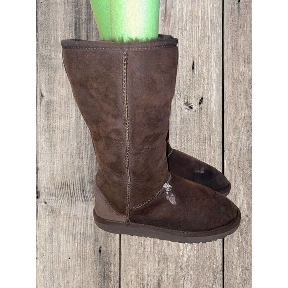UGG Australia Womens US 5 Classic Tall Shearling Dark Brown Suede BOOTS 5229 - Picture 1 of 10